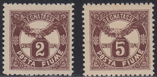 Fiume434 - Tax postmark depicting an eagle, series of two values ​​2c and 5c, new brown with original rubber (13/14)