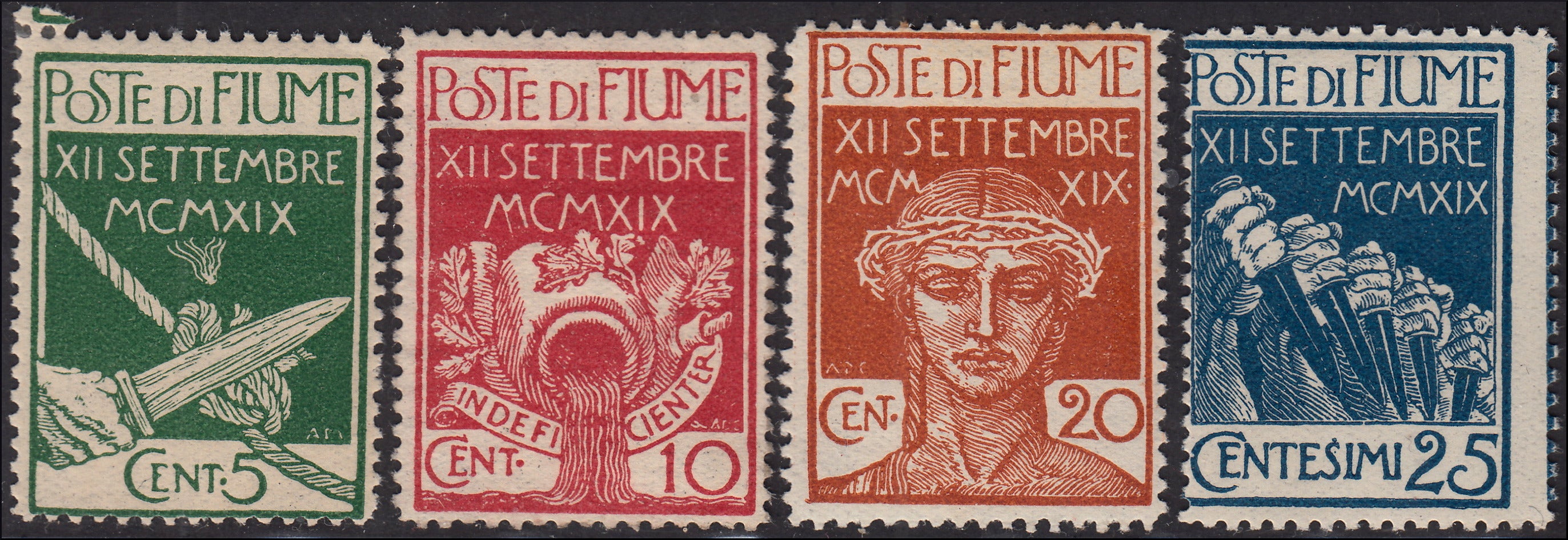 Fiume43 - 1920 - Legionari di Fiume, serie completa di 4 valori nuovi con gomma originale (127/130)