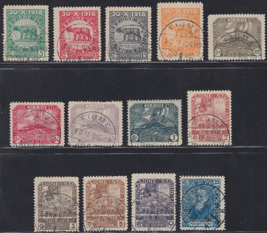 Fiume450 - 1919 - Pro Fondazione Studio, serie completa di 12 valori usata con annulli originali (62/74)