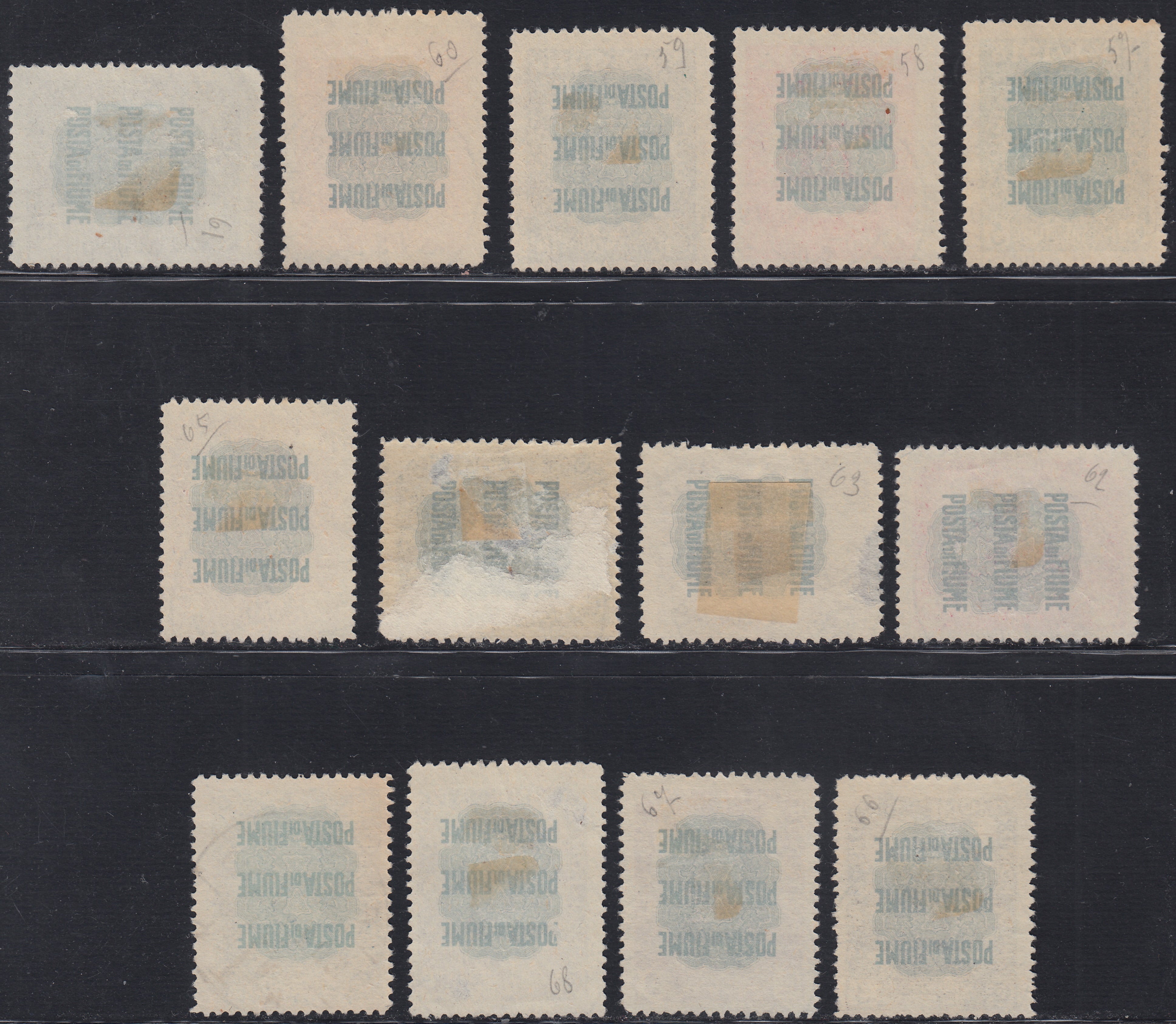 Fiume450 - 1919 - Pro Fondazione Studio, serie completa di 12 valori usata con annulli originali (62/74)