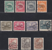 Fiume458 - 1919 - Pro Fondazione Studio, serie soprastampata "Valore Globale" in caratteri sottili usata con annulli originali (88/98)