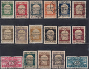 Fiume466 - 1921 - Effigie di Gabriele d'Annunzio, serie di 15 valori + 2 espressi sorpastampati "Governo Provvisorio" usati (149/163 + E5/6)