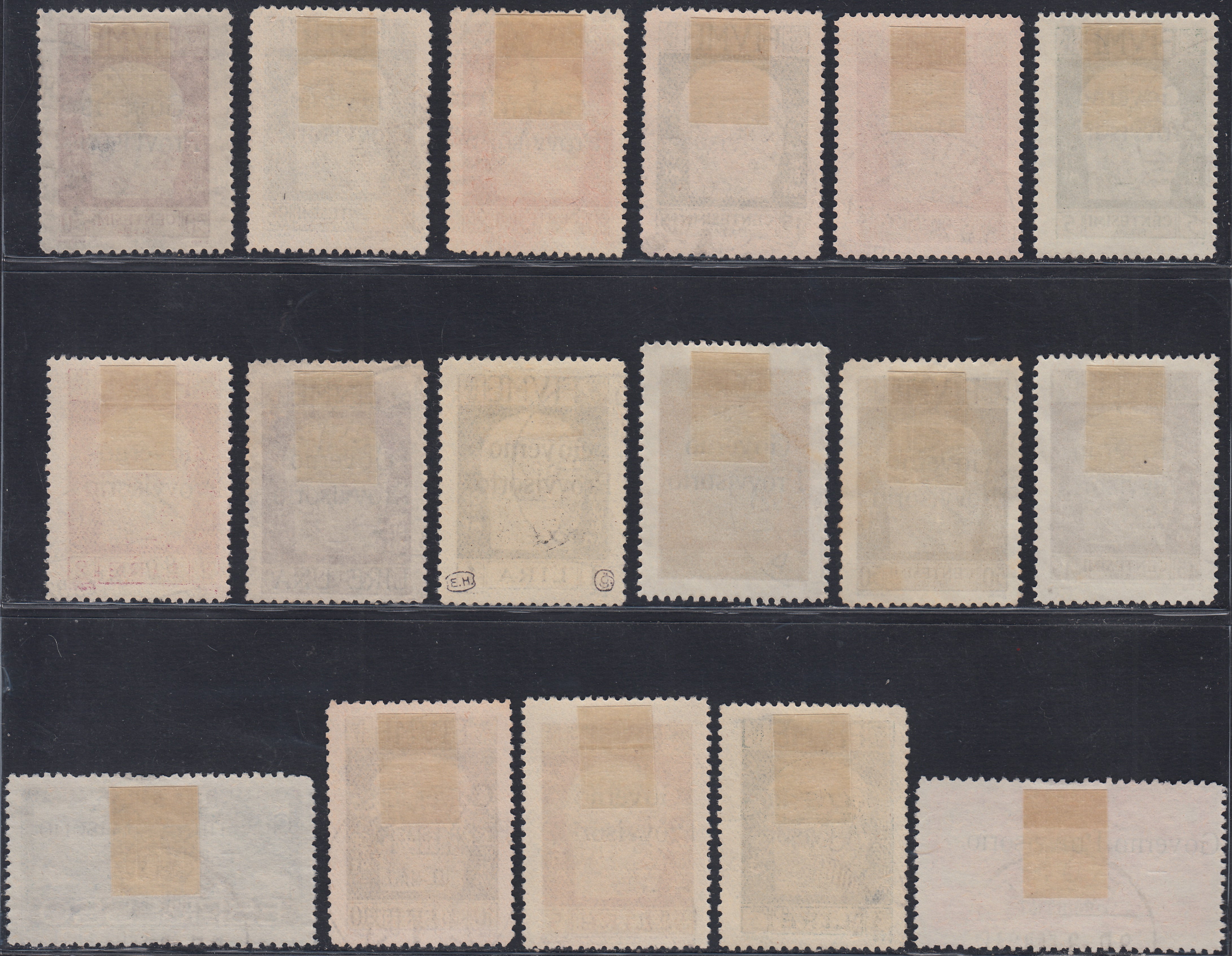 Fiume466 - 1921 - Effigie di Gabriele d'Annunzio, serie di 15 valori + 2 espressi sorpastampati "Governo Provvisorio" usati (149/163 + E5/6)