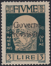 T38 - 1919 - Sello de alegoría con las palabras "Posta Fiume" 10 coronas de olivo con variedad de perforaciones 10 1/2 nuevas con goma original intacta (56/II).