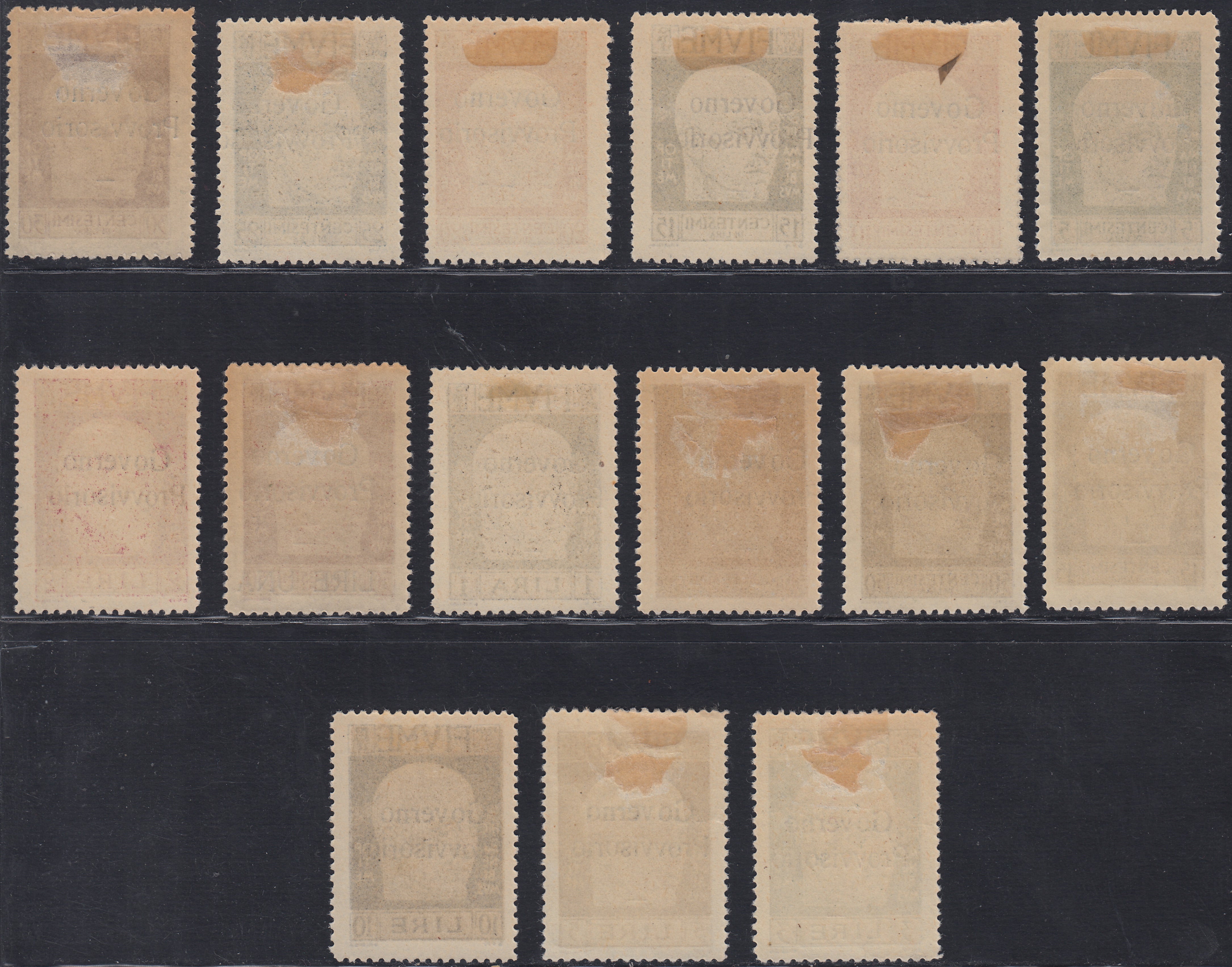 Fiume697 - 1921 - Effigie di Gabriele d'Annunzio, serie di 15 valori sorpastampati "Governo Provvisorio" nuovi con gomma originale (149/163)
