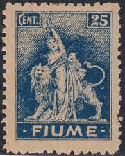 A38/I - 1919 - Allegorie, carta "A", c. 25 azzurro dentellatura 10 1/2 nuovo con gomma originale (A38/I)