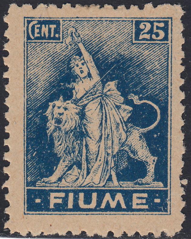A38/I - 1919 - Allegorie, carta "A", c. 25 azzurro dentellatura 10 1/2 nuovo con gomma originale (A38/I)
