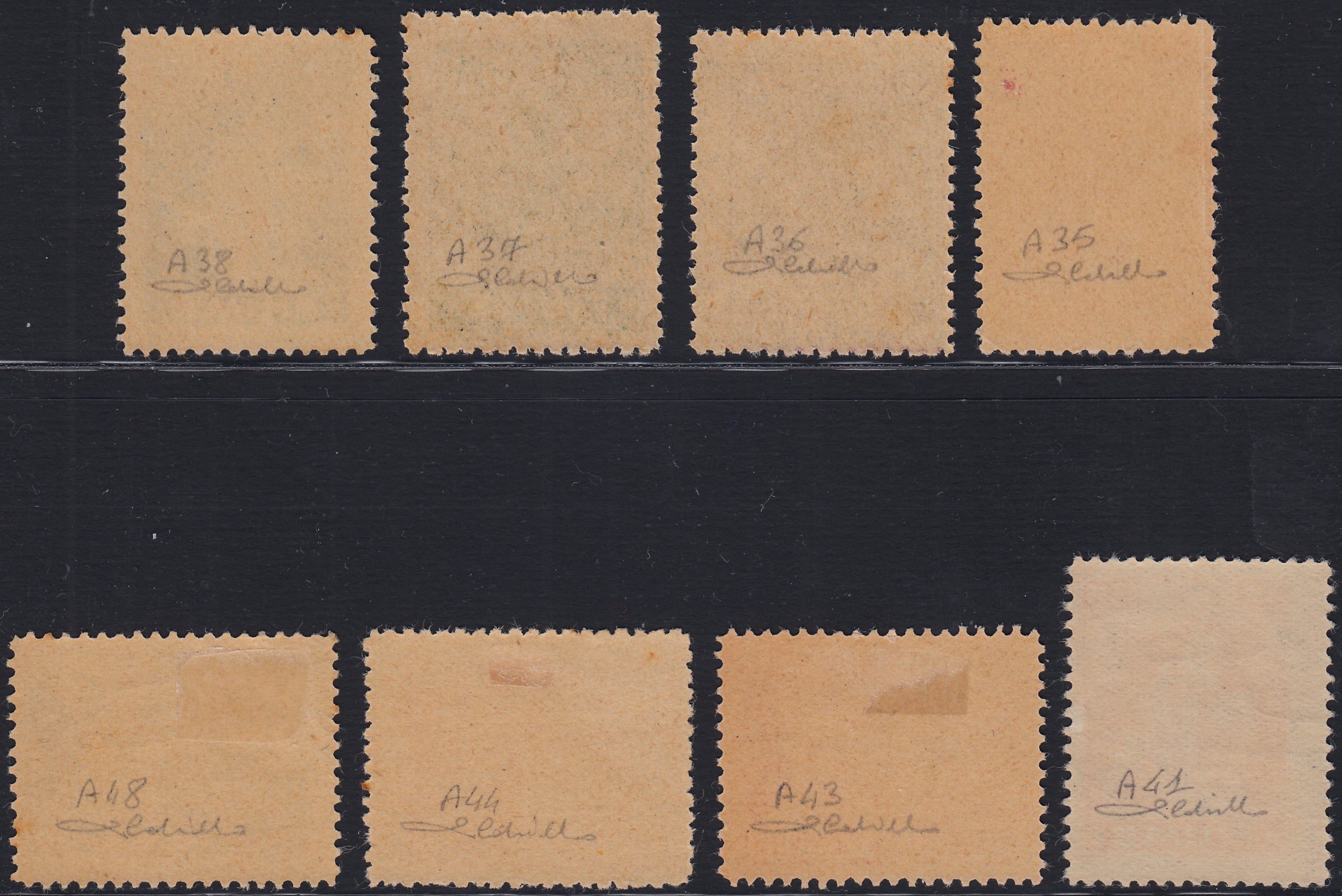 Fiume720 - 1919 - Allegorie, carta tipo "A", serie di 8 valori nuovi con gomma originale (A35/44 + A48)