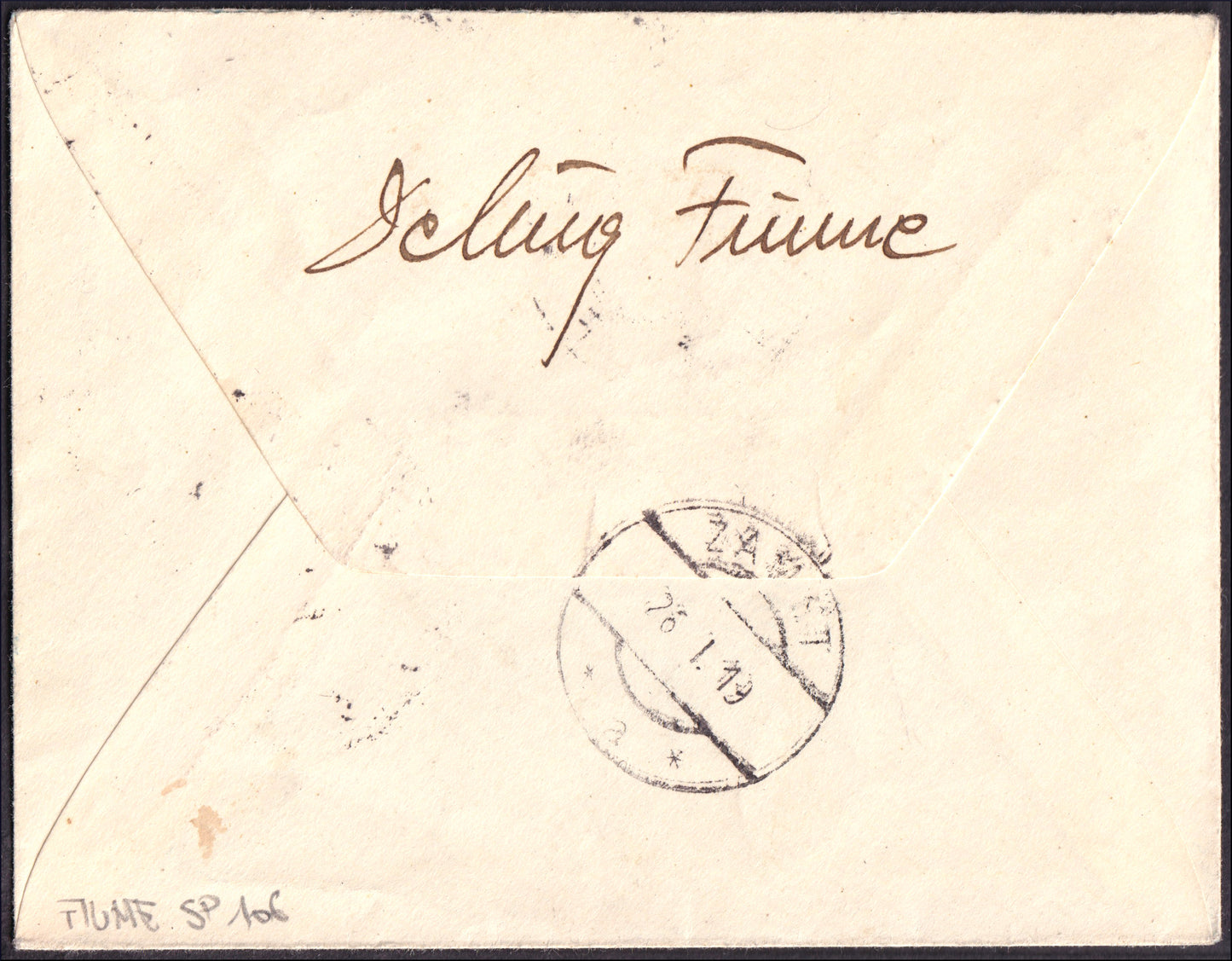FiumeSP106 - 1918 - Letter stamped with postage due from Hungary 20 fillers with FIUME machine overprint and further "Franco 45" overprint by hand (30)