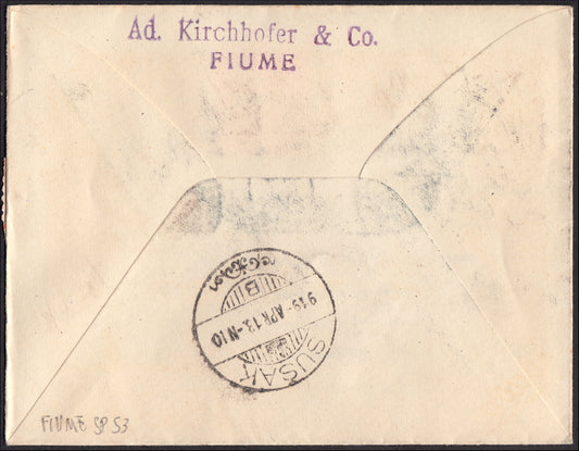 FiumeSP53 - 1918 - Carta estampada con máquina húngara sobreimpresa para caridad juego completo (1A + 2 + 3)