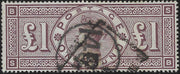 ♾️ Non soggetto a sconti - GB11 - 1884 - 1 sterlina bruno lilla filigrana tre corone usata (Y&T n. 89, SG n. 185)