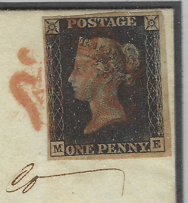 ♾️ Non soggetto a sconti - GB9 - 1840 - 1d nero "Penny Black" tavola 6 su lettera da Londra a Basingstoke 24/11/40 (SG2, Pl. 6)