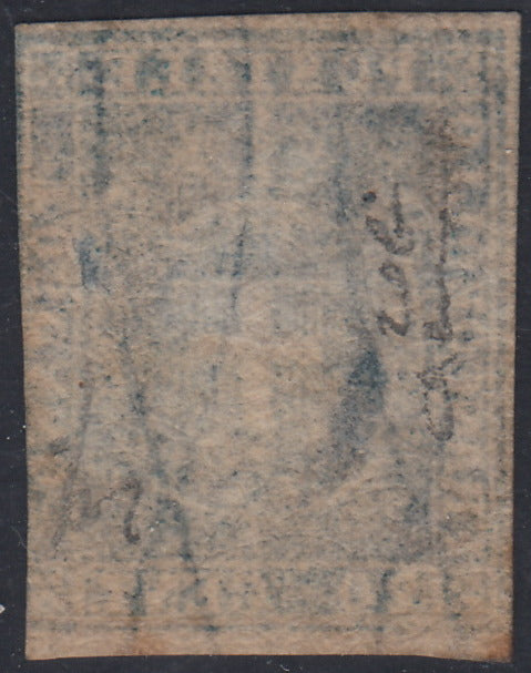 GPT19 - 1860 - Escudo de Saboya coronado por la Corona Real, c.20 azul grisáceo usado. (20b)