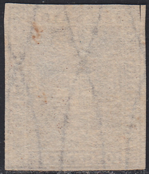 PPP449 - 1851 Leone di Marzocco, 2 light blue crazie on gray paper and crown watermark, used (5d)