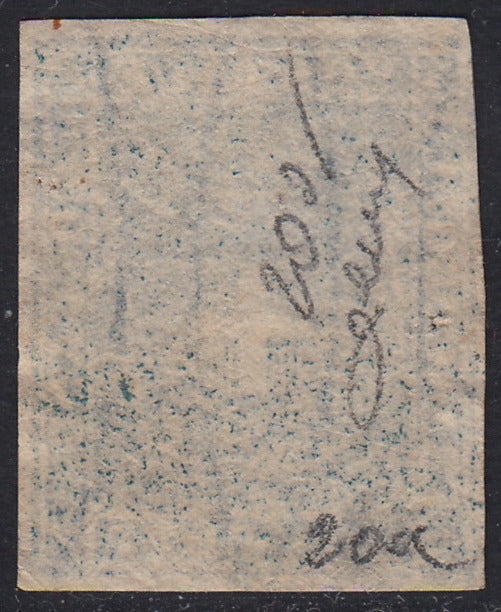 GPT4 - 1860 - Scudo di Savoia sormontato da Corona Reale, c.20 azzurro chiaro usato. (20a)
