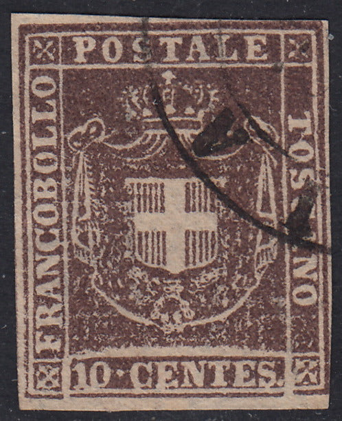 GPT5 - 1860 - Scudo di Savoia sormontato da Corona Reale, c.10 bruno usato. (19)