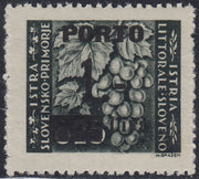 LS16 - 1946 - Segnatasse soprastampate con cifre sottili, 1L. su 25c. grigio oliva nuovo con gomma (14B)
