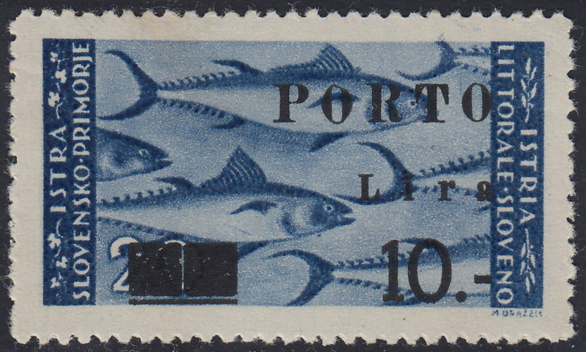 LS20 - 1946 - Segnatasse soprastampate con cifre sottili, 10L. su 20L. azzurro nuovo con gomma integra (17B)