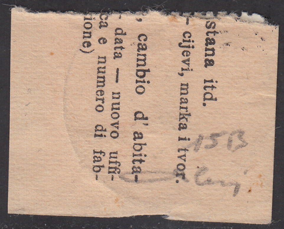 LS4 - 1946 - Segnatasse soprastampate con cifre sottili, 2L. su 25c. grigio oliva usato (15B)