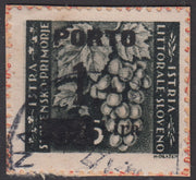 LS5 - 1946 - Segnatasse soprastampate con cifre sottili, 1L. su 25c. grigio oliva usato (14B)