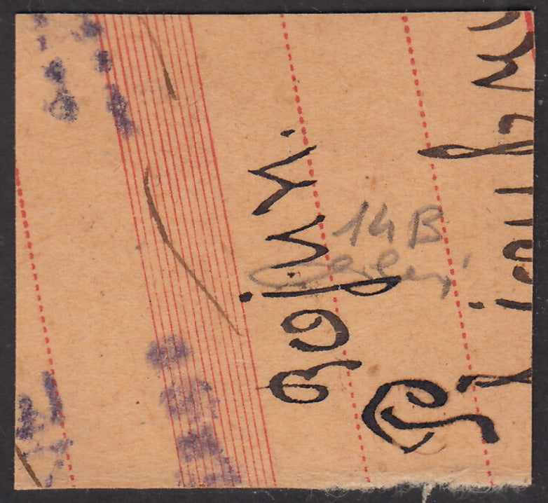 LS5 - 1946 - Segnatasse soprastampate con cifre sottili, 1L. su 25c. grigio oliva usato (14B)