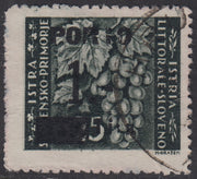 LS7 - 1946 - Segnatasse soprastampate con cifre sottili, 1L. su 25c. grigio oliva usato (14B)