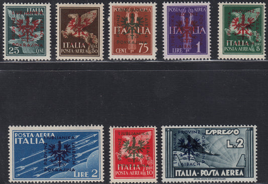 LubT13 - German occupation of Ljubljana, Air Mail series of 8 values ​​new intact (A1/8)