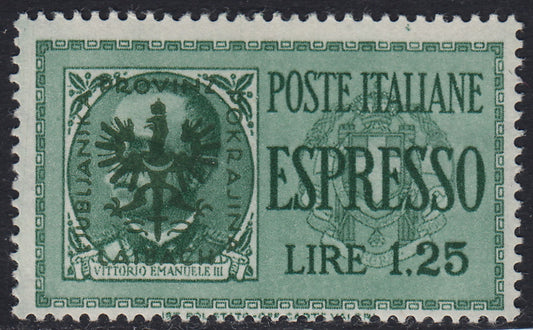 LubT17 - Espresso di Regno overprinted, L. 1.25 new green with intact rubber (E1).