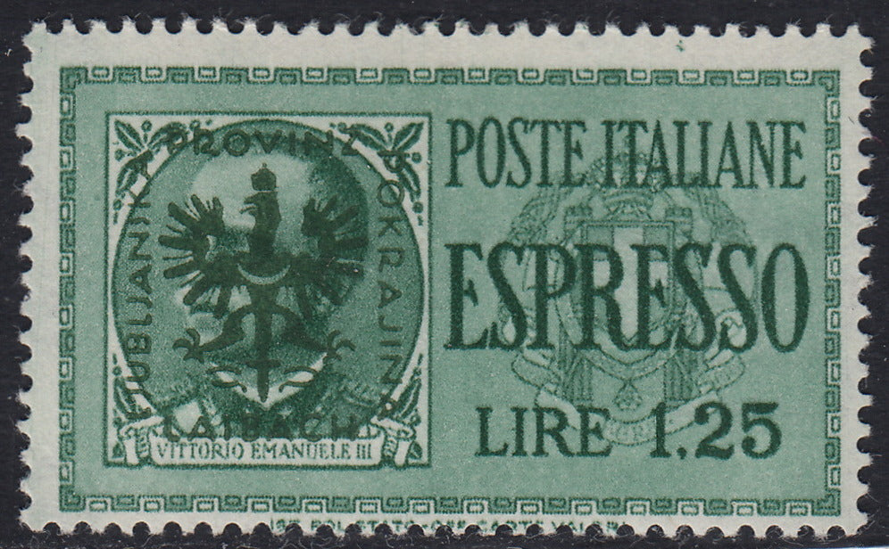 LubT17 - Espresso di Regno overprinted, L. 1.25 new green with intact rubber (E1).