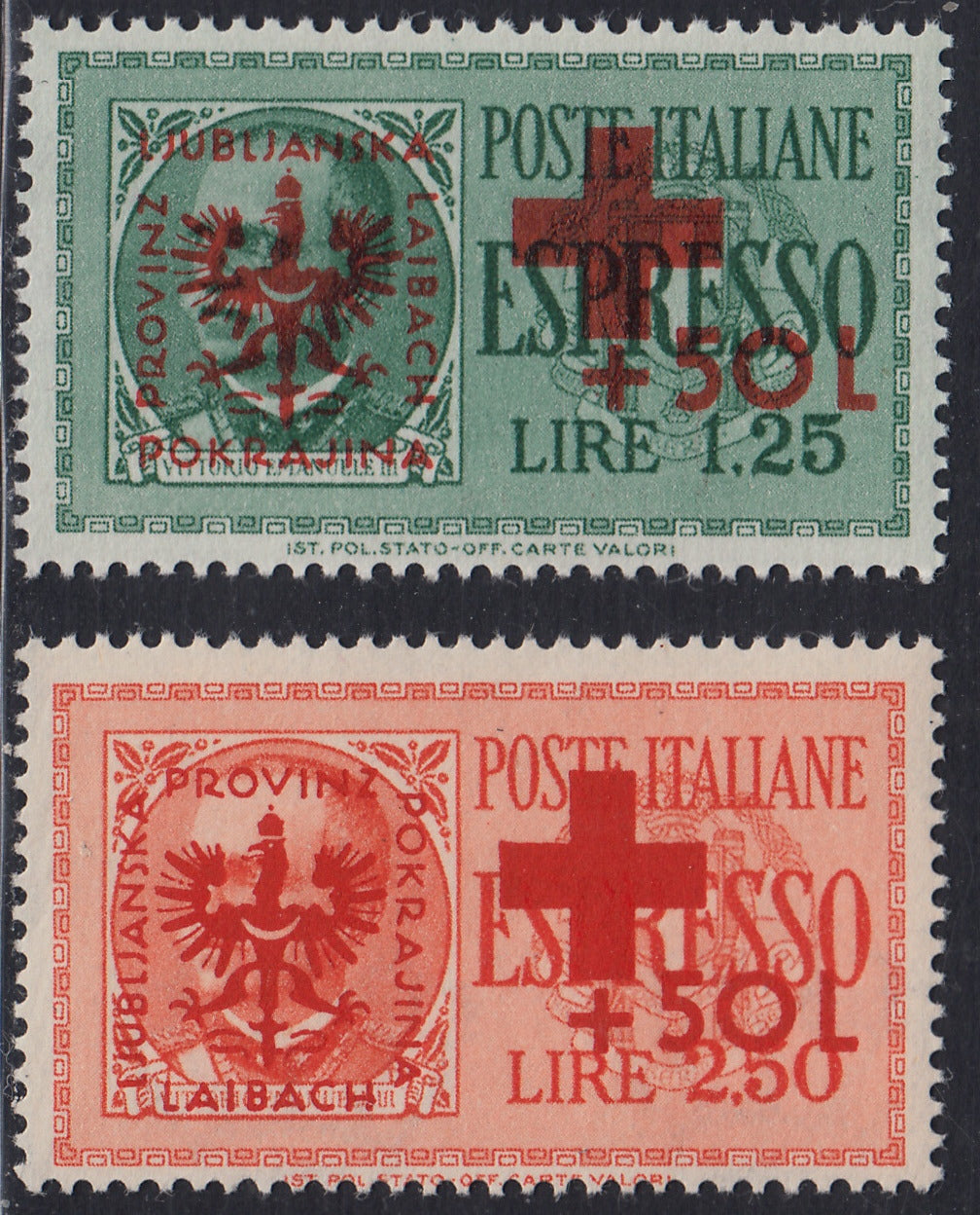 LubT9 - Occupazione Tedesca della Lubiana, Pro Croce Rossa serie di 2 valori nuova integra (34/35)
