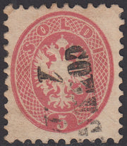 LV128 - 1864 - V emissione s. 5 rosa dentellatura 9 1/2 usato CONEGLIANO (43)