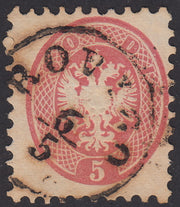 LV132 - 1864 - V emissione s. 5 rosa dentellatura 9 1/2 usato ROVIGO (43)