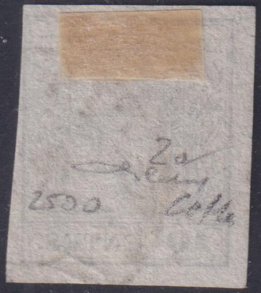 LV183 - 1850 - Lombardo Veneto I issue of handmade paper c. 10 silvery black 1st edition used (2nd)