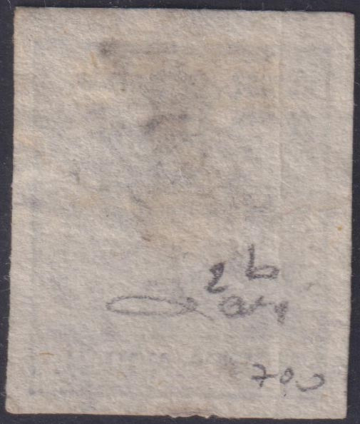 LV184 - 1850 - Lombardo Veneto I emissione carta a mano c. 10 grigio nero I tiratura usato (2b)