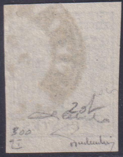 LV187 - 1850 - Lombardo Veneto I emissione carta a mano c. 10 nero intenso usato (2d)