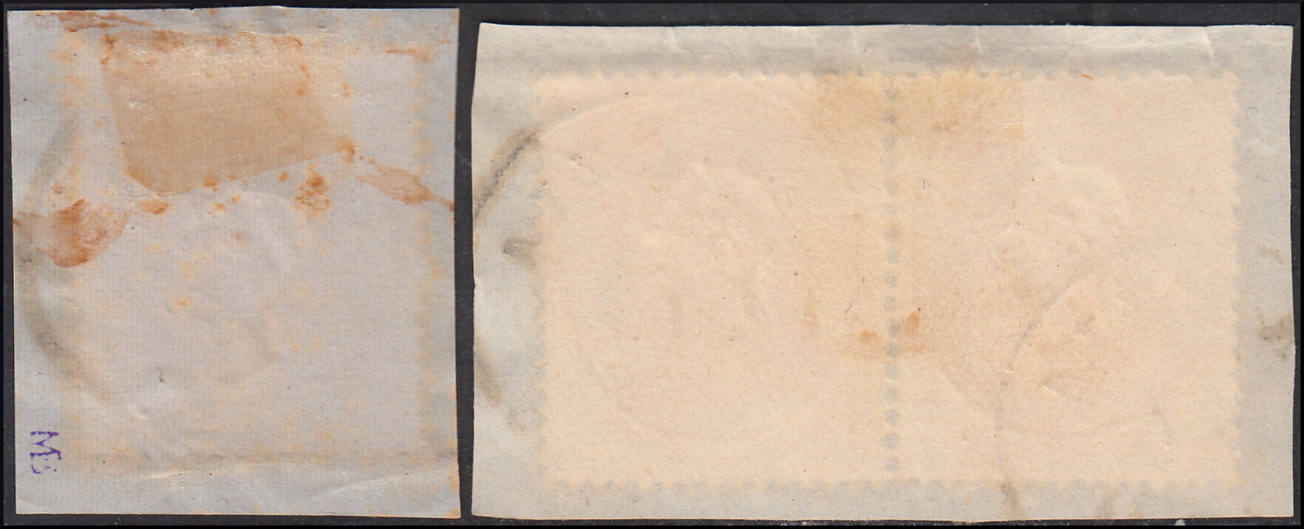 1858 - Franqueo adeudado para periódicos, 4 kr. Rojo opaco usado en restos de periódico (4)