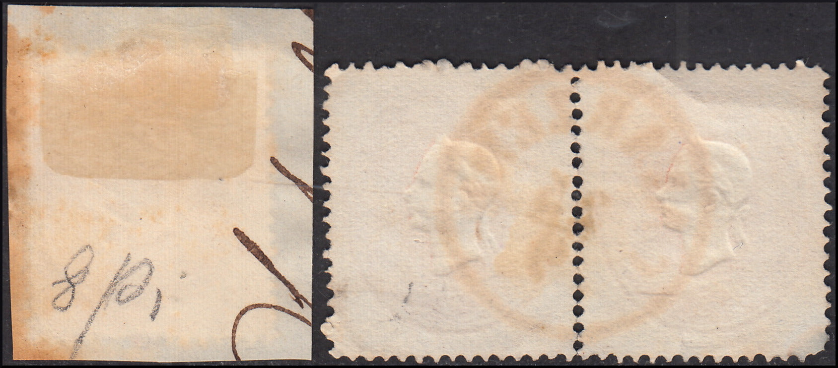 1858 - Franqueo adeudado para periódicos, 4 kr. Rojo opaco usado en restos de periódico (4)