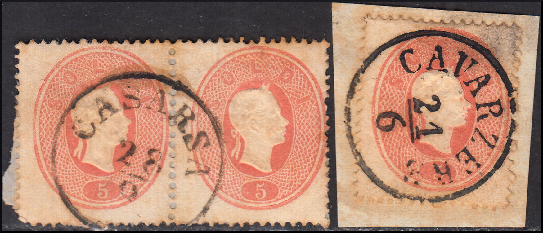 1858 - Franqueo adeudado para periódicos, 4 kr. Rojo opaco usado en restos de periódico (4)