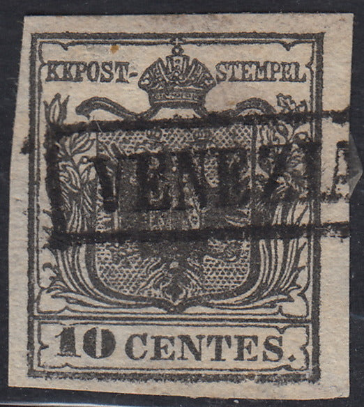 LV257 - 1850 - I emissione c. 10 nero intenso usato (2d)