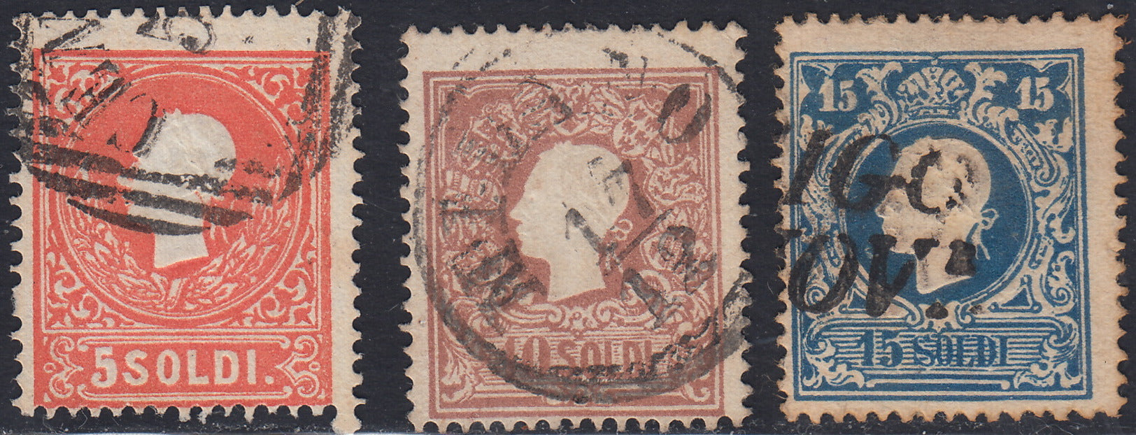I issue, c. 5 ocher yellow with reversed counterprint, used (13)
