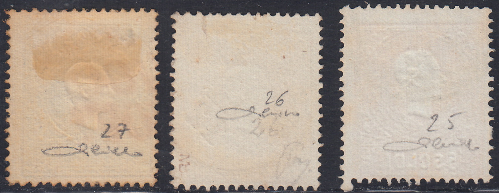 I issue, c. 5 ocher yellow with reversed counterprint, used (13)
