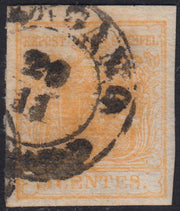 1858 - Postage due for newspapers, 4 kr. Dull red used on newspaper scrap (4)