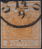 1858 - Postage due for newspapers, 4 kr. Dull red used on newspaper scrap (4)