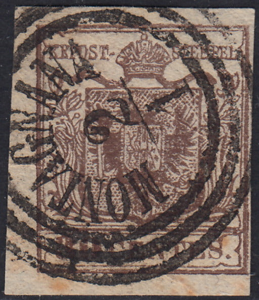 LV356 - 1850 - I emissione c. 30 bruno I tipo usato Montagnana (7)