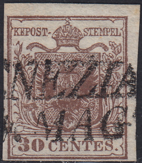 1858 - Postage due for newspapers, 4 kr. Dull red used on newspaper scrap (4)