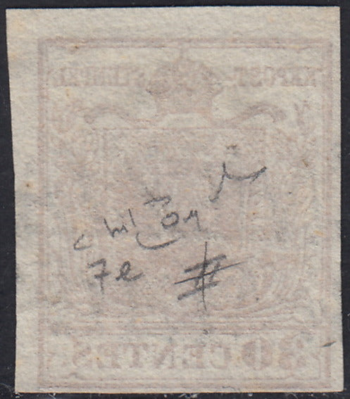 1858 - Postage due for newspapers, 4 kr. Dull red used on newspaper scrap (4)