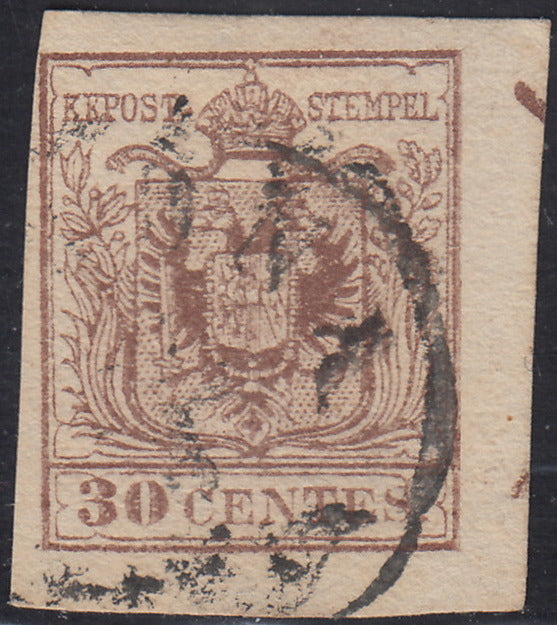 1858 - Postage due for newspapers, 4 kr. Dull red used on newspaper scrap (4)