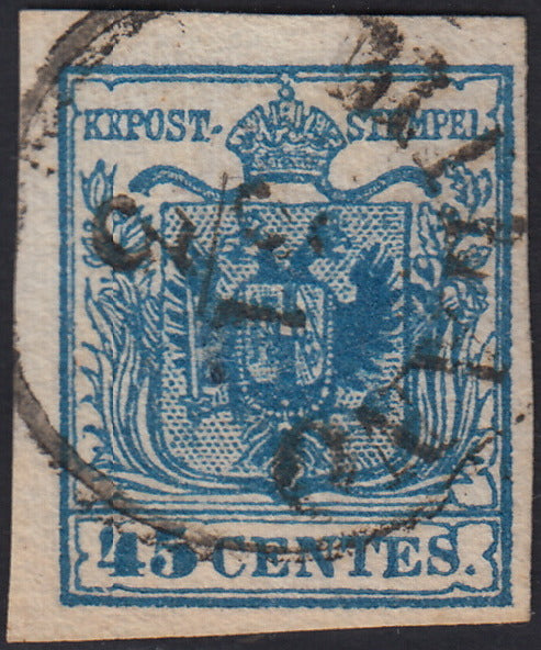 LV379 - 1850 - I emissione c. 45 azzurro scuro I tipo usato (10d).
