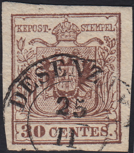 LV381 - 1850 - I emissione c. 30 bruno lillaceo II tipo usato Desenzano (9)