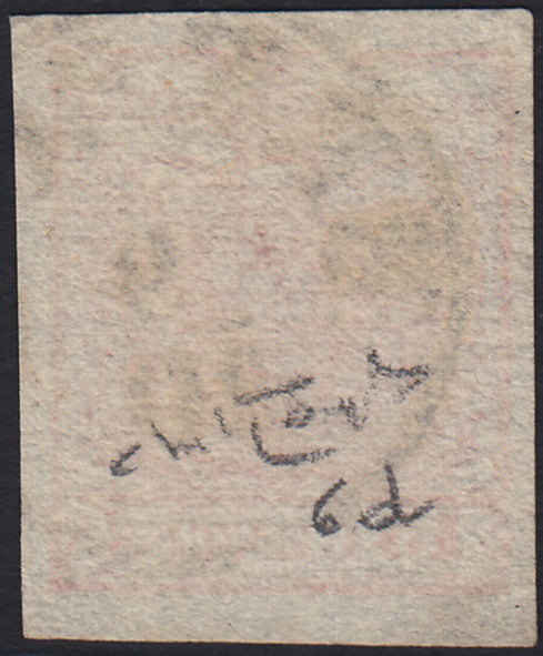 LV392 - 1850 - I emissione c. 15 rosso salmone III tipo carta a mano usato Brescia (6d)